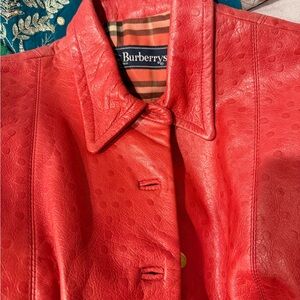 Burberry Vibrant Red waist Leather Jacket